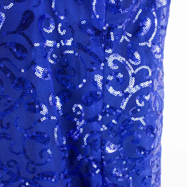 Unbranded Women's Size 2 Blue Sheath V-Neck Sequin Train Lace Prom Dress