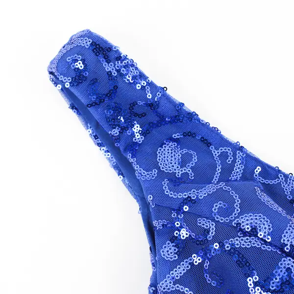 Unbranded Women's Size 2 Blue Sheath V-Neck Sequin Train Lace Prom Dress