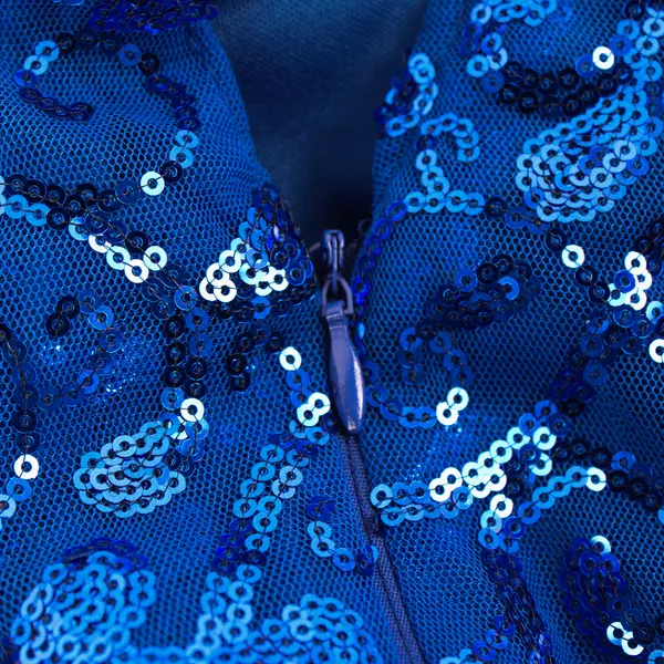 Unbranded Women's Size 2 Blue Sheath V-Neck Sequin Train Lace Prom Dress