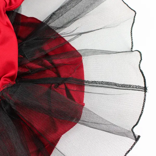 City Studio Women's 1/2 Red  Rhinestone Trim Spaghetti Strap Short Ruffled Dress