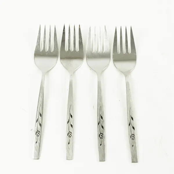 Lot of 4 Oneida Capastrano Stainless Medium Solid Cold Meat Serving Forks