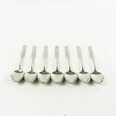 Lot of 7 Oneida Antares Glossy Stainless Oval Soup Spoons 6.75in