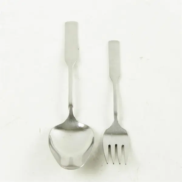 Lot of 2 Oneida Antares Glossy Stainless Serving Tablespoon & Salad Fork