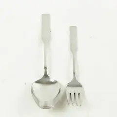 Lot of 2 Oneida Antares Glossy Stainless Serving Tablespoon & Salad Fork