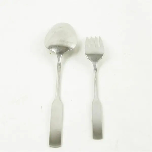 Lot of 2 Oneida Antares Glossy Stainless Serving Tablespoon & Salad Fork
