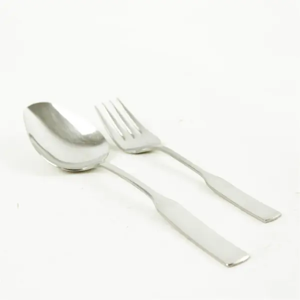Lot of 2 Oneida Antares Glossy Stainless Serving Tablespoon & Salad Fork