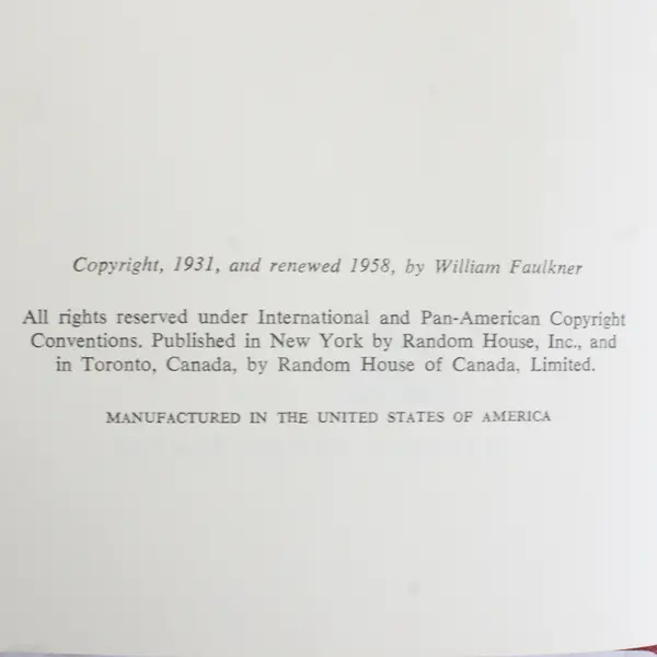 Vintage Sanctuary by William Faulkner 1958 Edition Hardcover Good