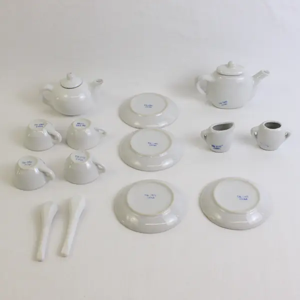Vintage Child's China Tea Set, 14 Miniature Pcs. with Flowers Design Ting Sing