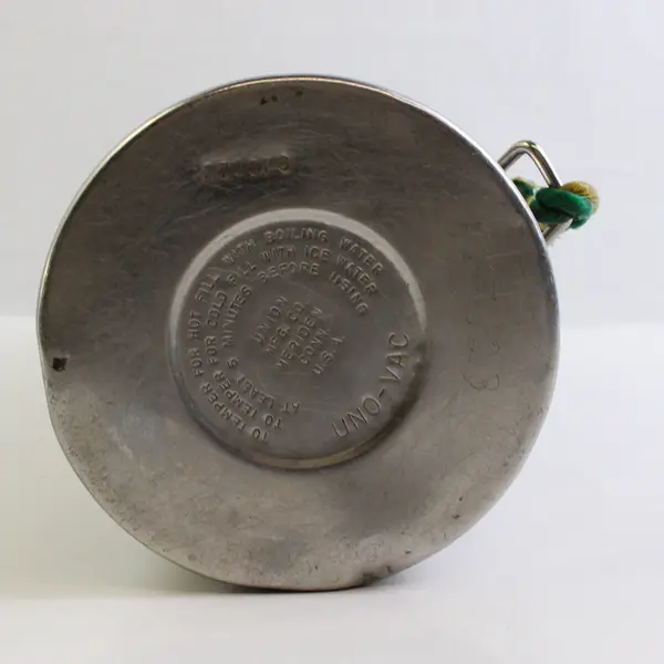 Vintage Uno-Vac Stainless Steel Thermos with Braided Rope Handle 13" Tall