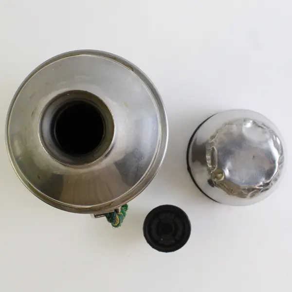 Vintage Uno-Vac Stainless Steel Thermos with Braided Rope Handle 13" Tall