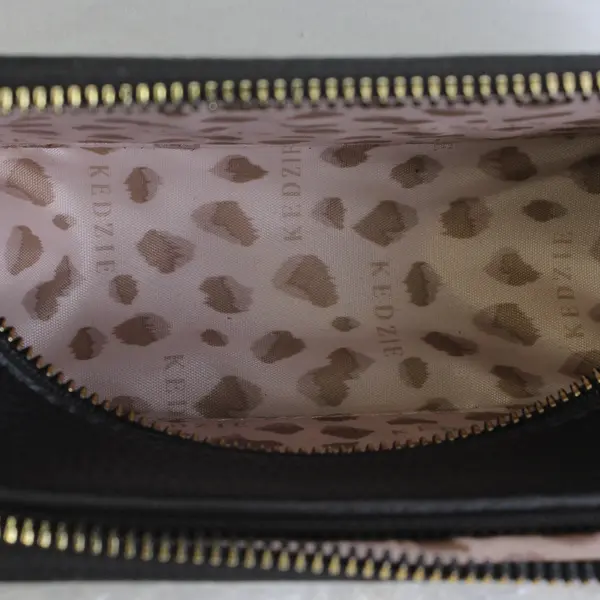 Kedzie Black Faux Leather Toiletry Bag with Strap, New