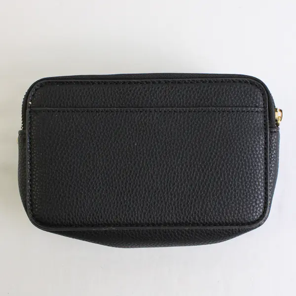 Kedzie Black Faux Leather Toiletry Bag with Strap, New