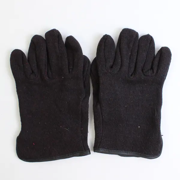 Unbranded Brown Jersey Gloves with Red Fleece Lined - One Size
