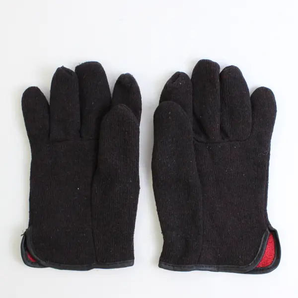 Unbranded Brown Jersey Gloves with Red Fleece Lined - One Size