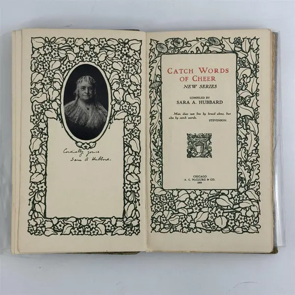 1909 Catch Words of Cheer New Series Sara Hubbard Antique Book
