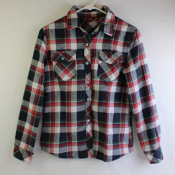 Tlxo Women's XL Multicolor Plaid Long Sleeve Flannel Button Up Shirt