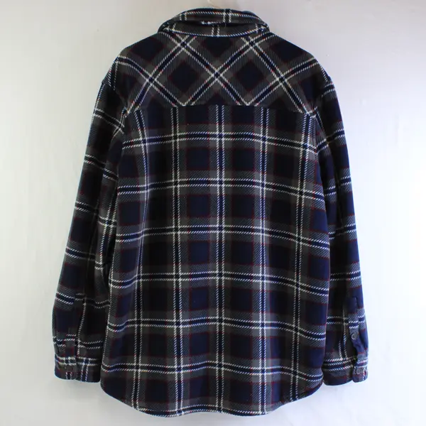 Freedom Foundry Men's XL Blue Plaid /Tan Sherpa Lined Button Up Fleece Jacket