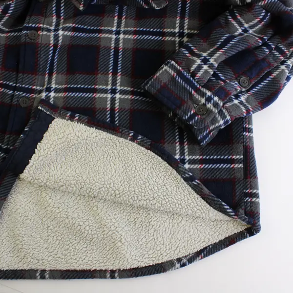Freedom Foundry Men's XL Blue Plaid /Tan Sherpa Lined Button Up Fleece Jacket