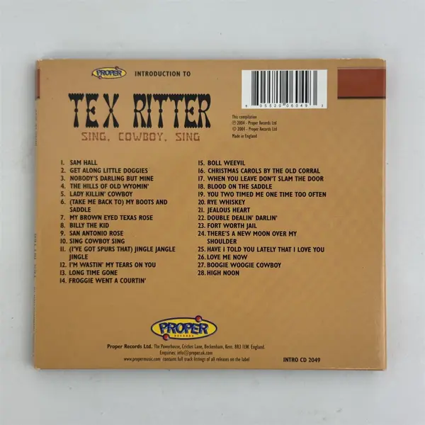 Sing Cowboy Sing by Tex Ritter CD, 2004