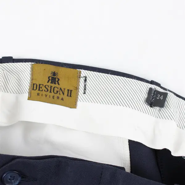 Riviera Design II Men's 34 Blue Pleated Front Dress Pants - 100% Wool