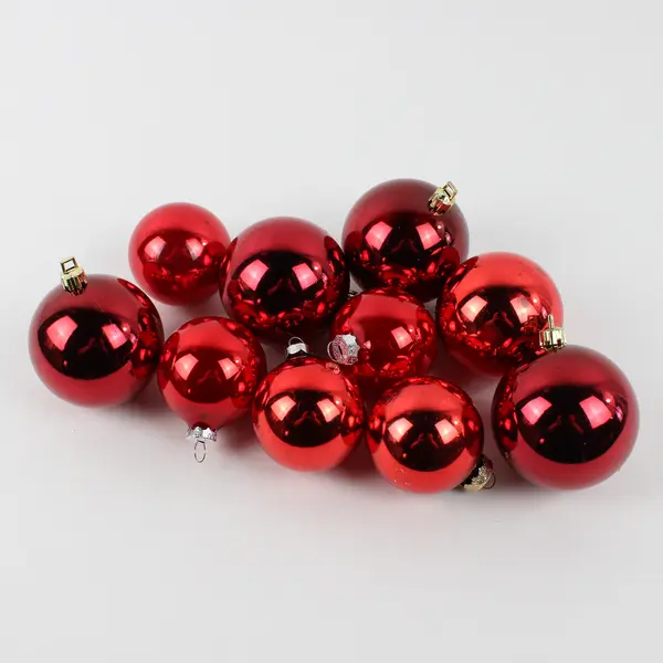 Lot of 10 Red Christmas Ball Hanging Ornaments
