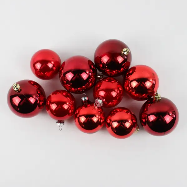 Lot of 10 Red Christmas Ball Hanging Ornaments