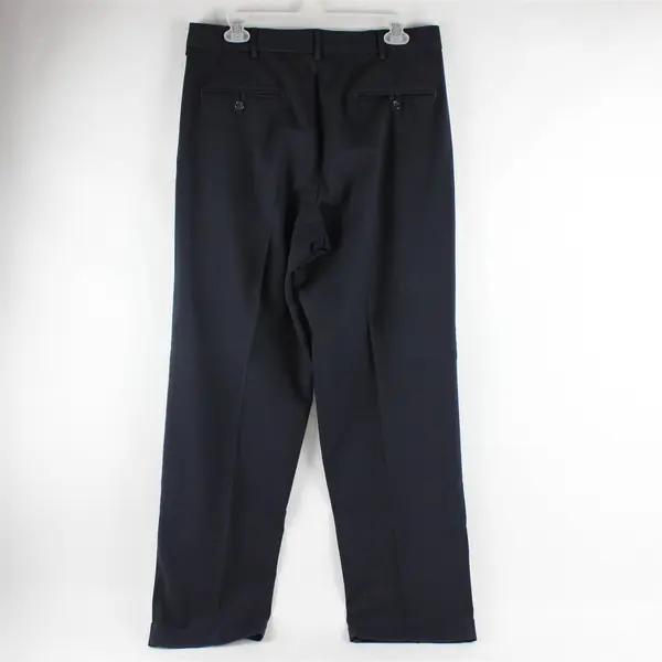 Dockers Men's 32x32 Navy Straight Leg Stain Defender Pleated Front Dress Pants