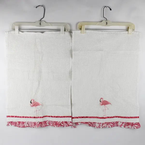Pair of White and Pink Flamingo T-Towels