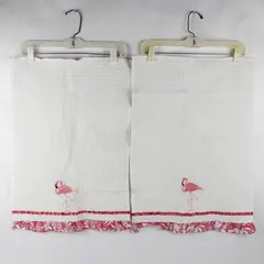 Pair of White and Pink Flamingo T-Towels