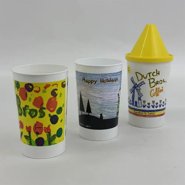 Lot of 3 Dixie Collectibles Dutch Bros Coffee Plastic Kid's Cups