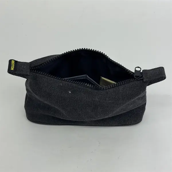 Small Rexton Black Canvas Bag Travel Makeup Tool Zipper