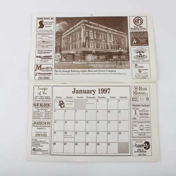 Vintage 1997 Historic St. Joseph MO Calendar News Press Newspaper Old Photos