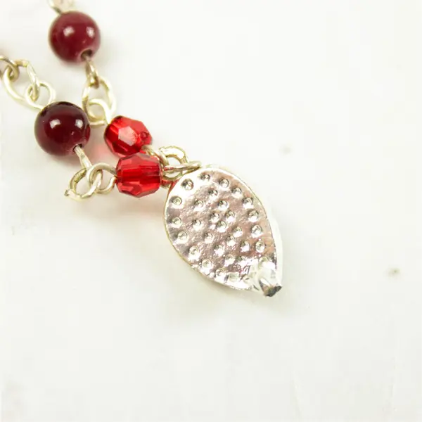 Red Gemstone Choker Necklace 7.75" With Extender Adjustable