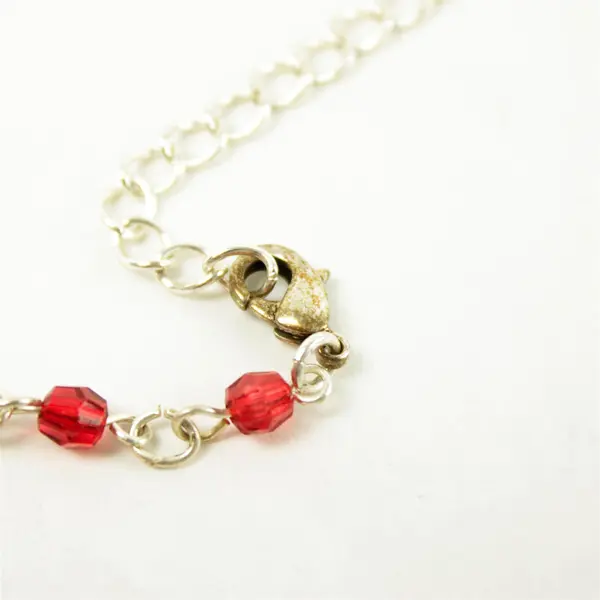 Red Gemstone Choker Necklace 7.75" With Extender Adjustable