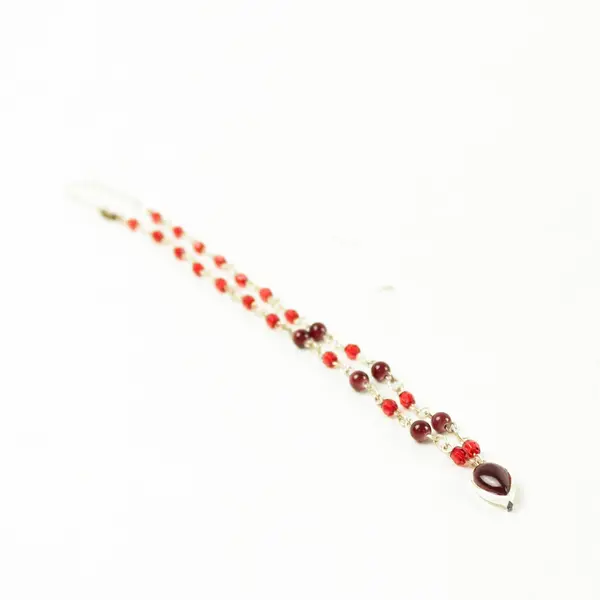 Red Gemstone Choker Necklace 7.75" With Extender Adjustable