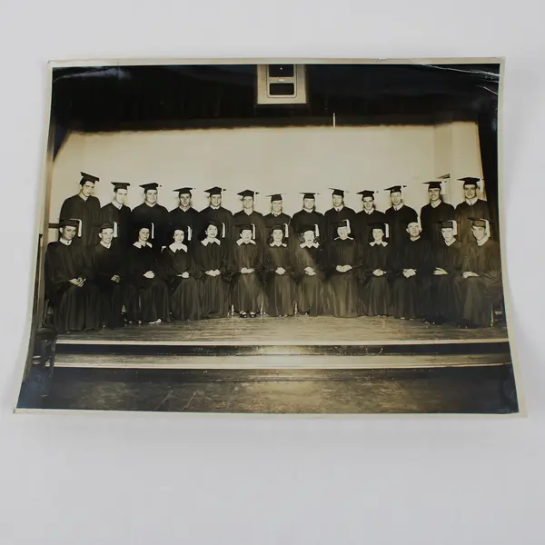 Vintage High School College Graduation Photo BW 8X10 1940s