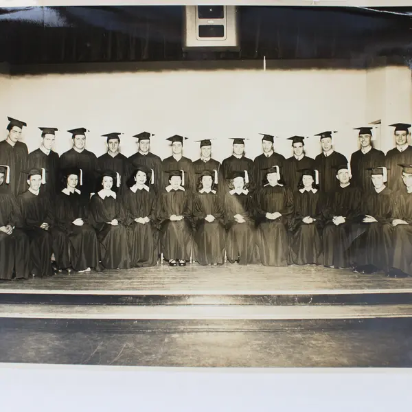 Vintage High School College Graduation Photo BW 8X10 1940s