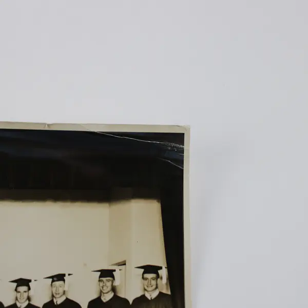 Vintage High School College Graduation Photo BW 8X10 1940s