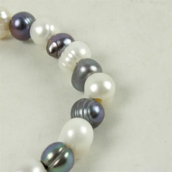 White Silver Beaded Stretch Bracelet Fashion Jewelry