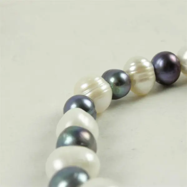 White Silver Beaded Stretch Bracelet Fashion Jewelry