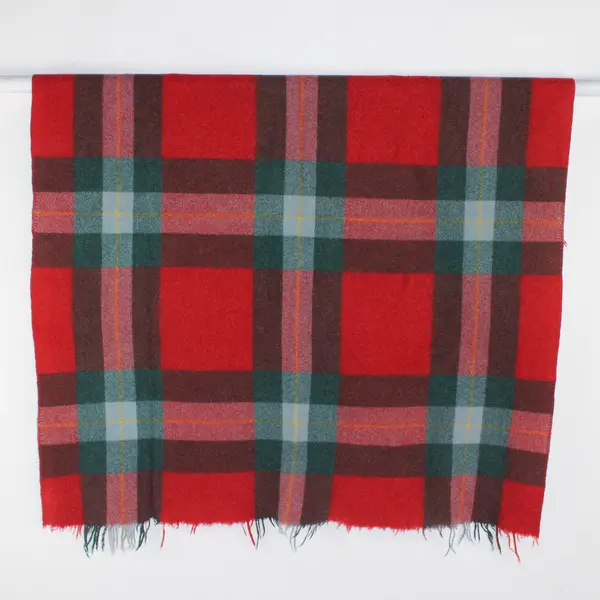 Vintage The Swando Regd. All Wool Red and Green Plaid British Made Throw Blanket