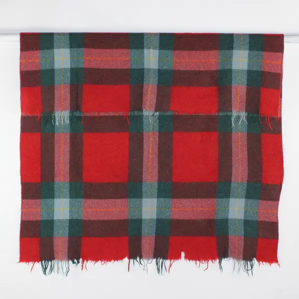 Vintage The Swando Regd. All Wool Red and Green Plaid British Made Throw Blanket