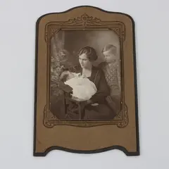 Vintage 1920s Mother And Children Portrait Photo Folder Baby Young Boy