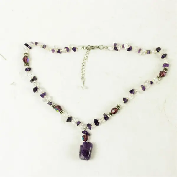 8" Amethyst & Clear Crystal Bead Choker, Silver-Tone Extender