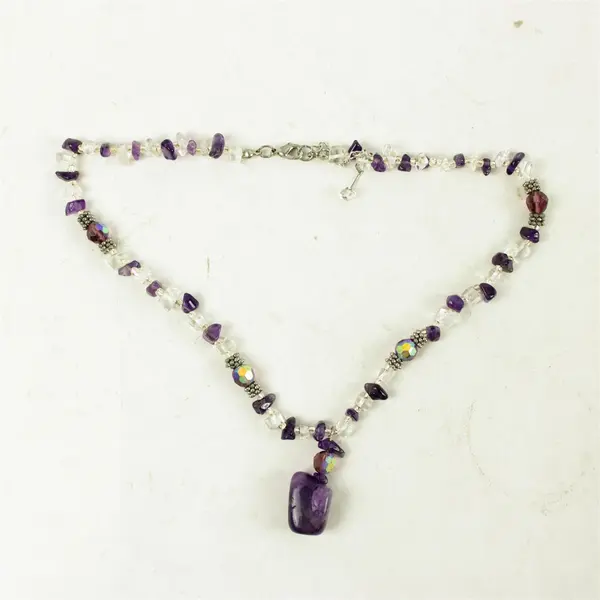 8" Amethyst & Clear Crystal Bead Choker, Silver-Tone Extender