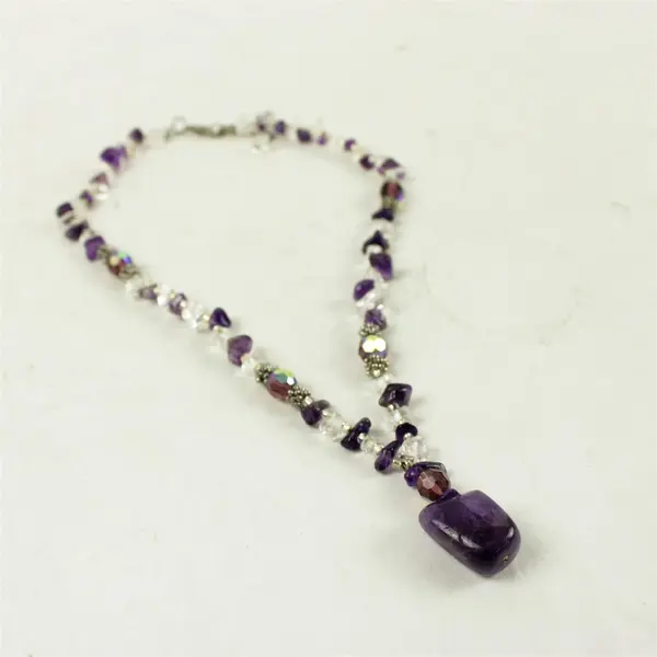 8" Amethyst & Clear Crystal Bead Choker, Silver-Tone Extender