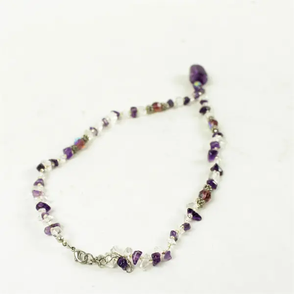 8" Amethyst & Clear Crystal Bead Choker, Silver-Tone Extender