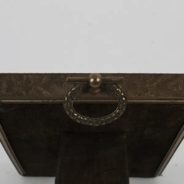 Vintage Damaged Creepy Framed Photo Portrait Baby On Table