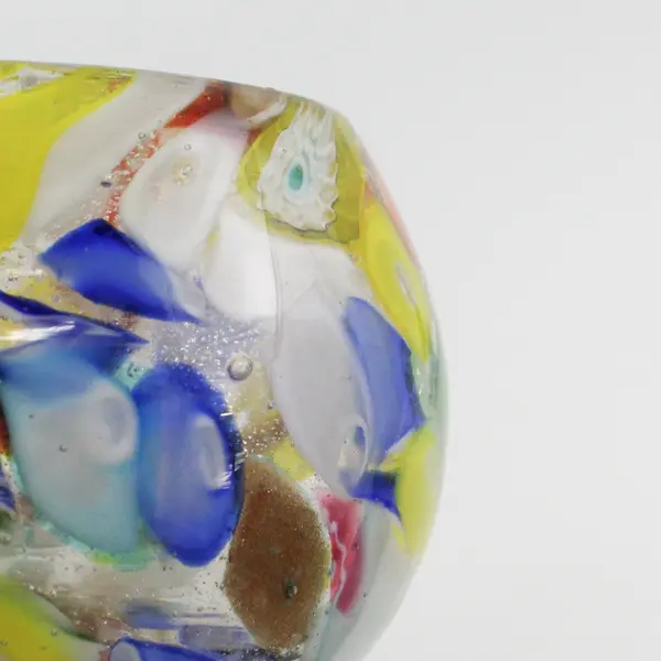 Vintage Hand Blown Millefiori Glass Votive Candle Holder 