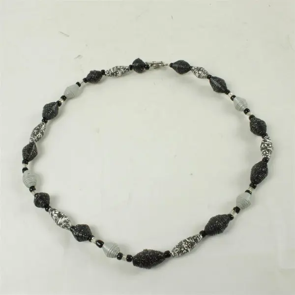 Black White Gray Red Beaded Necklace & Earrings Set Fashion Jewelry